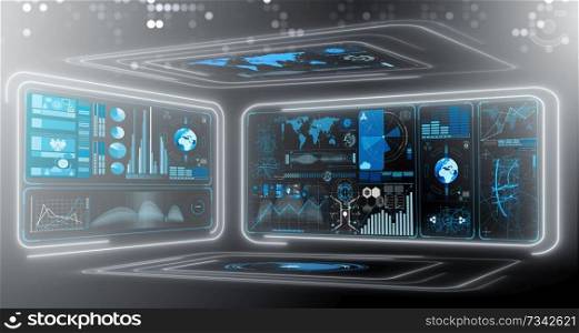 Abstract data room with futuristic design - 3d rendering