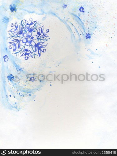Abstract decorative snowflakes design, hand drawn illustration.