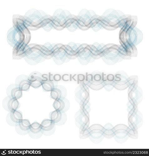Abstract Decorative Wave Frames Isolated on White Background. Wave Frames