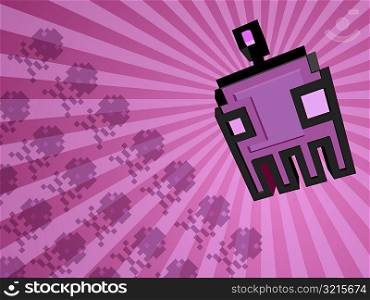 Abstract design with danger signs on a pink background