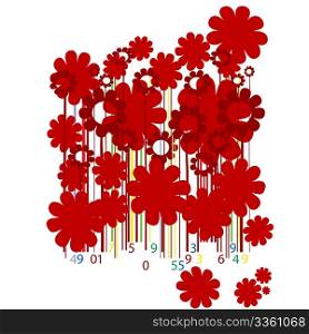Abstract design with flowers and bar codes
