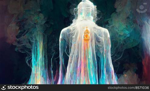 Abstract digital art meditation enlightenment background, illustration design, mindful and spiritual concept