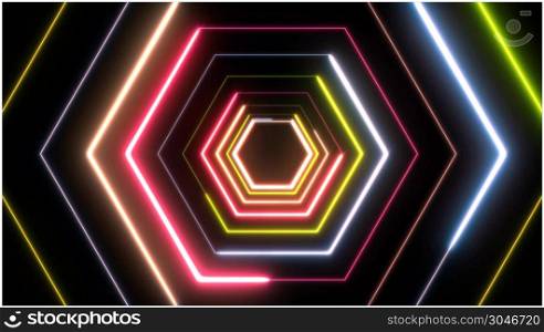 Abstract Digital Background Neon Polygon