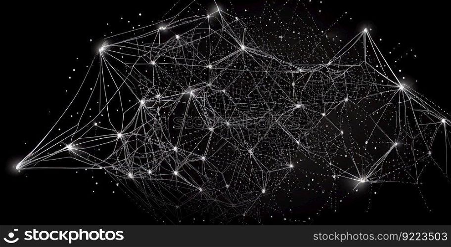 Abstract digital background of points and lines illustration. AI generative.