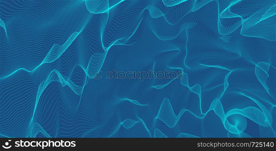 Abstract Digital Landscape with Flowing Energy Lines. Abstract Digital Landscape