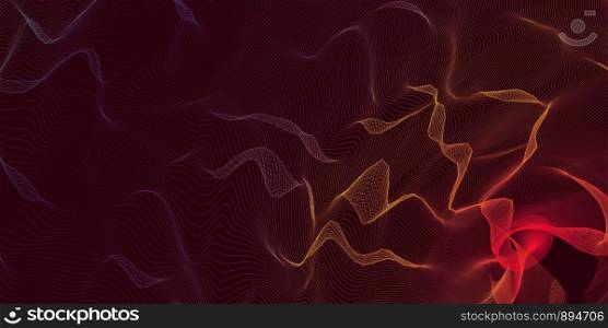 Abstract Digital Landscape with Flowing Energy Lines. Abstract Digital Landscape