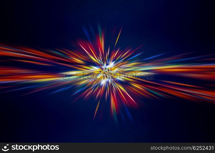 Abstract digital lights background, colorful light rays on dark blue background, festive firework, new year holidays celebration concept