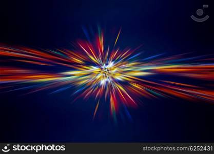Abstract digital lights background, colorful light rays on dark blue background, festive firework, new year holidays celebration concept