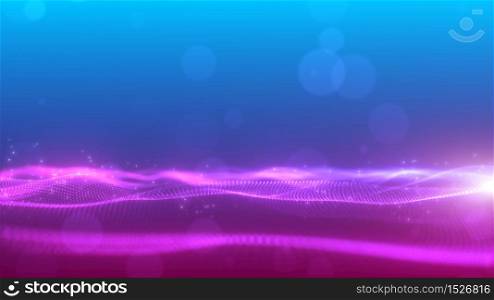 Abstract digital particles wave flow. Technology background concept