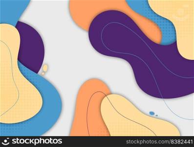 Abstract doodle template design of colorful style with free shape. Overlapping artwork decorative background. Vector