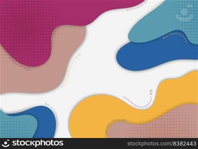 Abstract doodles colorful design decorative style. Overlapping wit halftone design background. Vector
