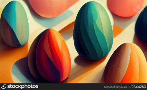 Abstract easter eggs painted in the style of impressionism. Generative AI technology. Easter eggs. Drawing with paints. Generative AI technology