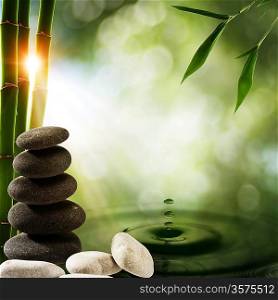 Abstract eco backgrounds with bamboo and water splash