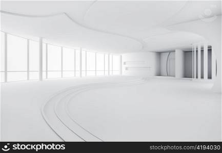 Abstract empty modern apartment interior 3d render