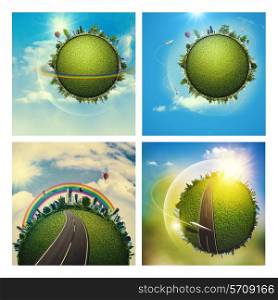 Abstract environmental backgrounds set with Earth globe for your design