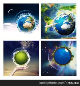 Abstract environmental backgrounds set with Earth globe for your design. NASA imagery used