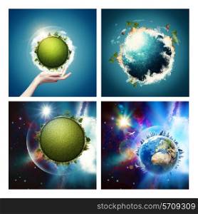 Abstract environmental backgrounds set with Earth globe for your design. NASA imagery used
