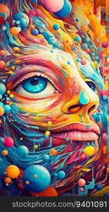 Abstract Eye Illustration Covered by a Huge Variety of Colorful Objects in a Dreamlike Style. Generative ai. High quality illustration. Abstract Eye Illustration Covered by a Huge Variety of Colorful Objects in a Dreamlike Style. Generative ai