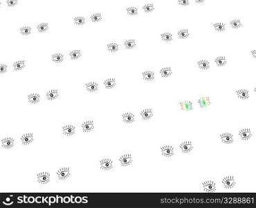 abstract eyes with eyelashes. 3d