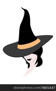 Abstract face and big witch hat, Halloween themed illustration.