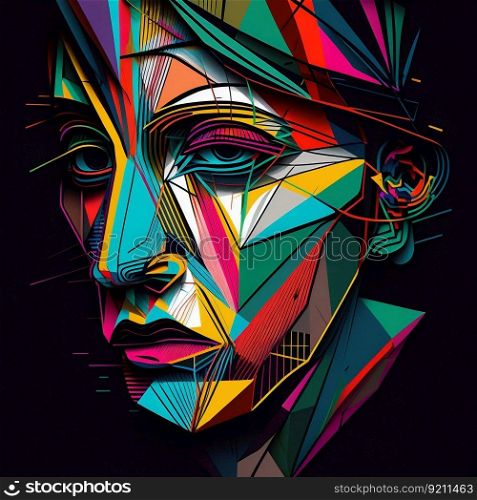 Abstract Face Design with Picasso-Inspired Lines. Generative ai. High quality illustration. Abstract Face Design with Picasso-Inspired Lines. Generative ai