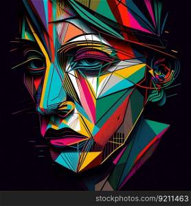 Abstract Face Design with Picasso-Inspired Lines. Generative ai. High quality illustration. Abstract Face Design with Picasso-Inspired Lines. Generative ai