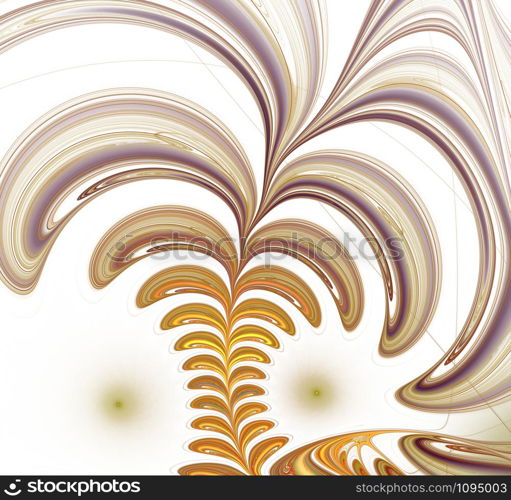 Abstract fantastic floral fractal shape spica gold. Abstract fantastic floral fractal shape gold