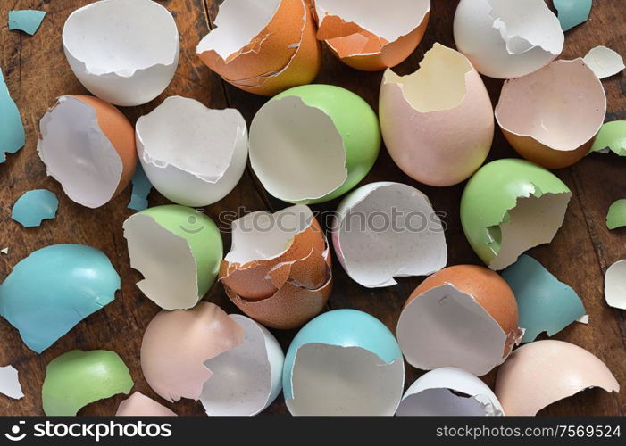 Abstract farm eggs cracked and scrambled