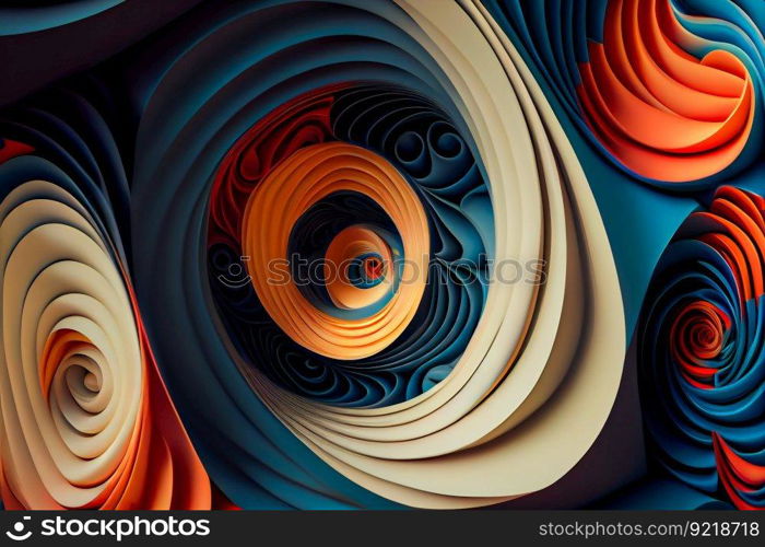 Abstract festive background with burning fantastic swirl.   Surreal 3d  wallpaper background.  Generative AI
