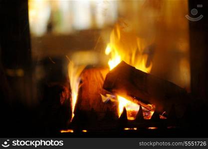 abstract fireplace flame background at home