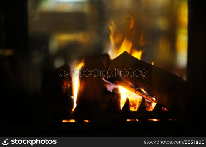 abstract fireplace flame background at home