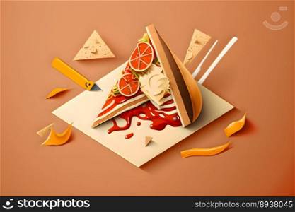 Abstract Flat Fast Food Sandwich Meal. Club Sandwich illustration Generative AI 