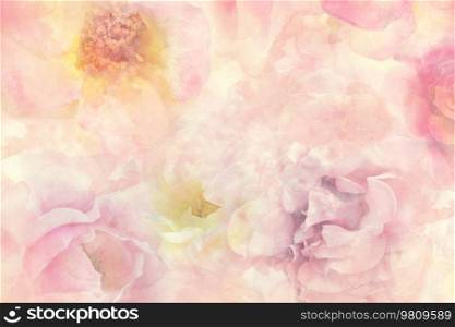 Abstract Floral Background with Pink Rose Flowers