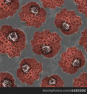 Abstract Floral Seamless Gray And Red Print