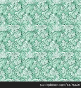 Abstract Floral Seamless Pattern With Flowers And Leaves