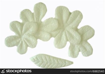 abstract flower art on foam on white background
