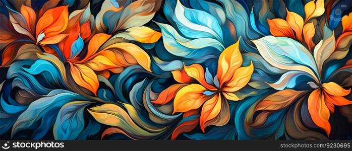 Abstract Flowers Panorama Wallpaper Background. Generative ai. High quality illustration. Abstract Flowers Panorama Wallpaper Background. Generative ai