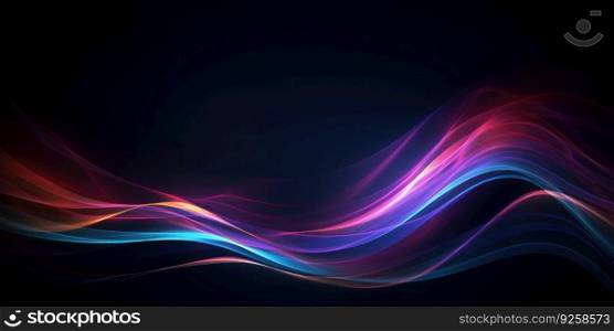 Abstract flowing neon color wave lights background. Generative AI AIG21.
