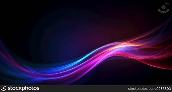 Abstract flowing neon color wave lights background. Generative AI AIG21.