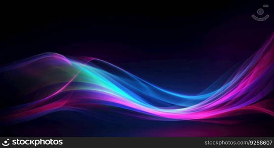 Abstract flowing neon color wave lights background. Generative AI AIG21.