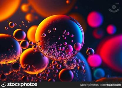 Abstract fluid color bubbles background. Oil colorful drops. Generative AI.. Abstract fluid color bubbles background. Oil colorful drops. Generative AI