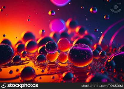 Abstract fluid color bubbles background. Oil colorful drops. Generative AI.. Abstract fluid color bubbles background. Oil colorful drops. Generative AI