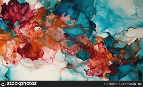 Abstract fluid ink flower. Generative AI.. Abstract fluid ink flower. Generative AI