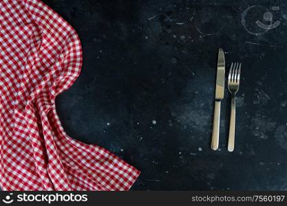 Abstract food background with napkin and cutlery. Abstract food background