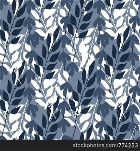Abstract forest leaves and grass seamless pattern. Vector illustration on background. Abstract forest leaves and grass seamless pattern.