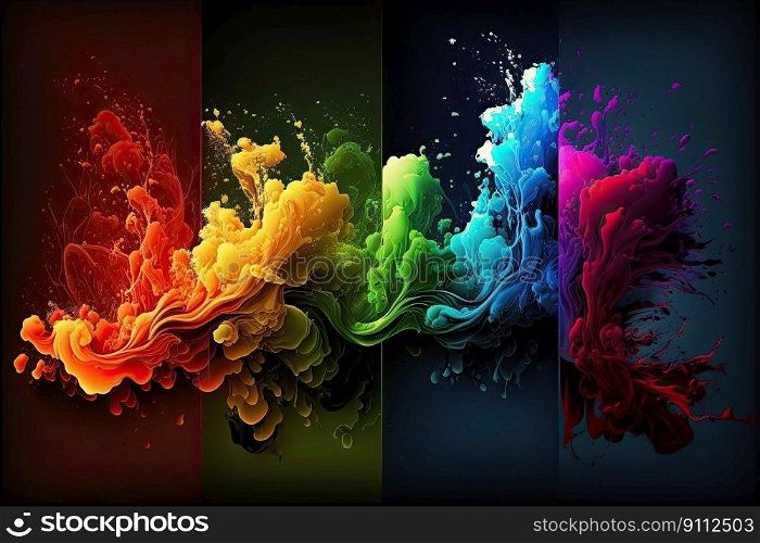 Abstract four elegant designs to use as decoration. Dark background. Generative AI