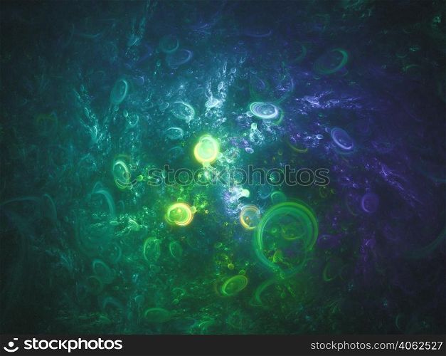 Abstract fractal art background, suggestive of astronomy and nebula. Computer generated fractal illustration art nebula bubbles