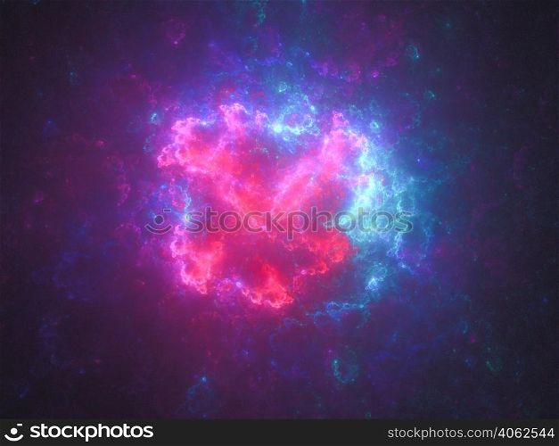 Abstract fractal art background, suggestive of astronomy and nebula. Computer generated fractal illustration art nebula pink blue galaxy