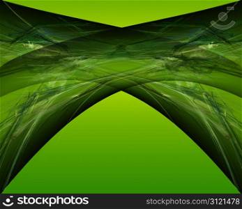Abstract Fractal Art Green Genesis Pipes on Green Background