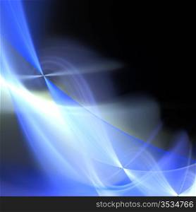 abstract fractal background - blue glowing twisted transparent veils